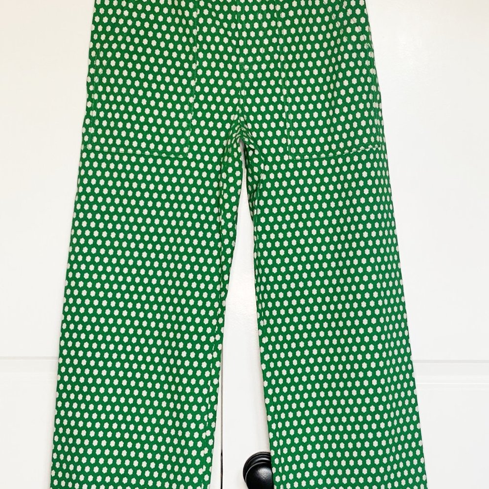NWT Maeve Green Polka Dot Boot Cut Pants